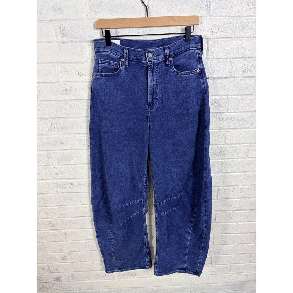 GAP Knit Like Horseshoe Jeans Womens 6 Tall Blue High Rise Barrel Leg Denim